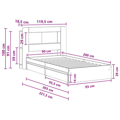 Bed Frame with Storage Sonoma Oak 90 x 200 cm Engineered Wood