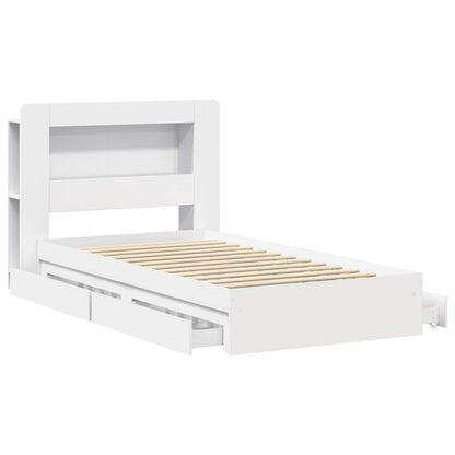 Bed Frame with Storage White 90 x 200 cm Engineered Wood