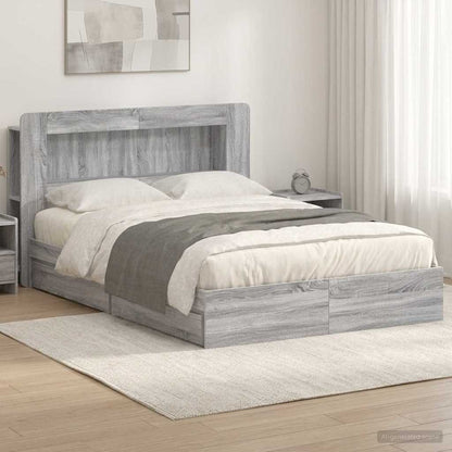 Bed Frame with Storage Grey Sonoma 140 x 200 cm Engineered Wood