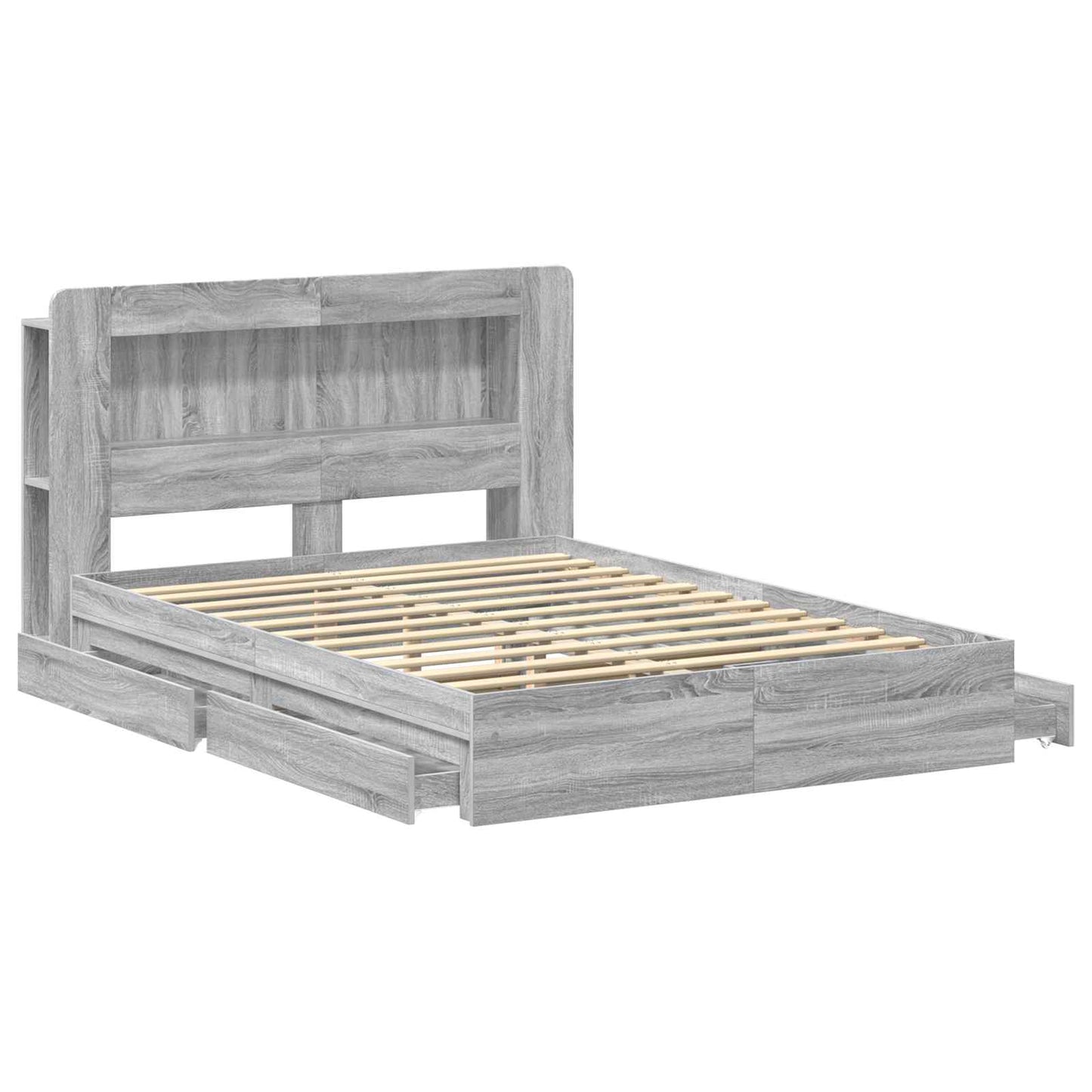 Bed Frame with Storage Grey Sonoma 140 x 200 cm Engineered Wood
