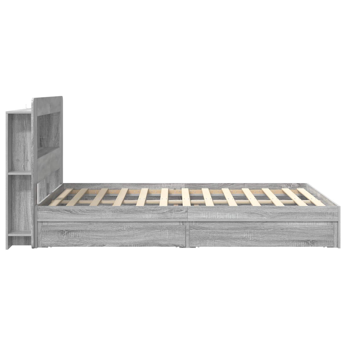 Bed Frame with Storage Grey Sonoma 140 x 200 cm Engineered Wood