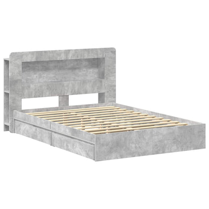 Bed Frame with Storage with Drawer Concrete Grey 135 x 190 cm