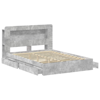 Bed Frame with Storage with Drawer Concrete Grey 135 x 190 cm
