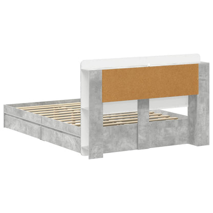 Bed Frame with Storage with Drawer Concrete Grey 150 x 200 cm