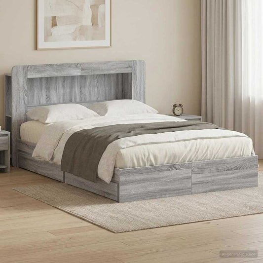 Bed Frame with Storage Grey Sonoma 150 x 200 cm Engineered Wood