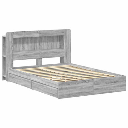 Bed Frame with Storage Grey Sonoma 150 x 200 cm Engineered Wood