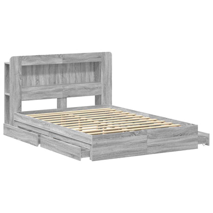 Bed Frame with Storage Grey Sonoma 150 x 200 cm Engineered Wood