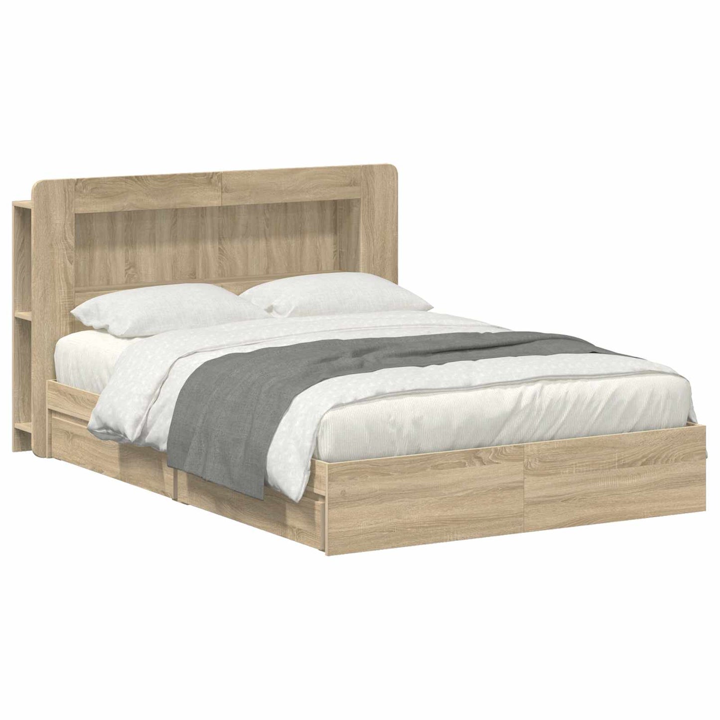 Bed Frame with Storage Sonoma Oak 150 x 200 cm Engineered Wood