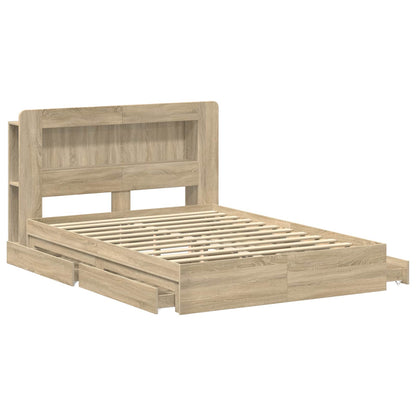 Bed Frame with Storage Sonoma Oak 150 x 200 cm Engineered Wood