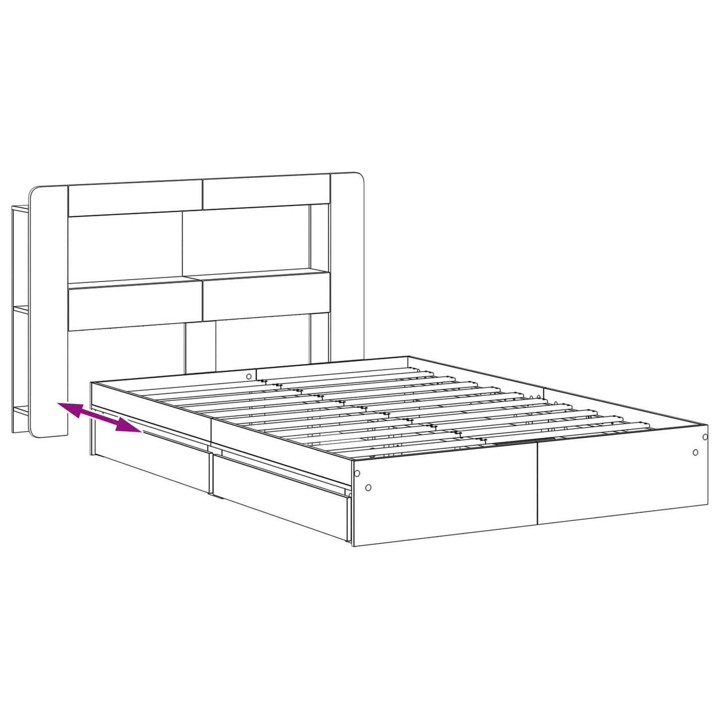 Bed Frame with Storage Sonoma Oak 150 x 200 cm Engineered Wood