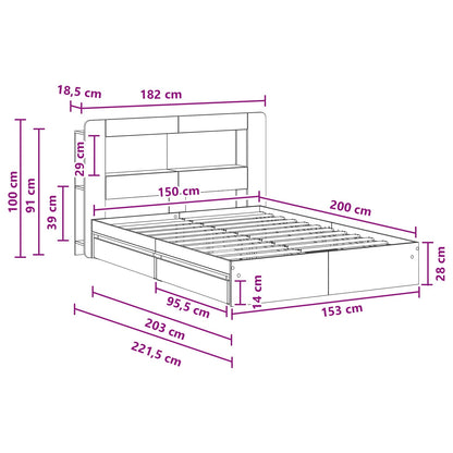 Bed Frame with Storage Sonoma Oak 150 x 200 cm Engineered Wood