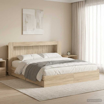 Bed Frame with Storage Sonoma Oak 180 x 200 cm Engineered Wood