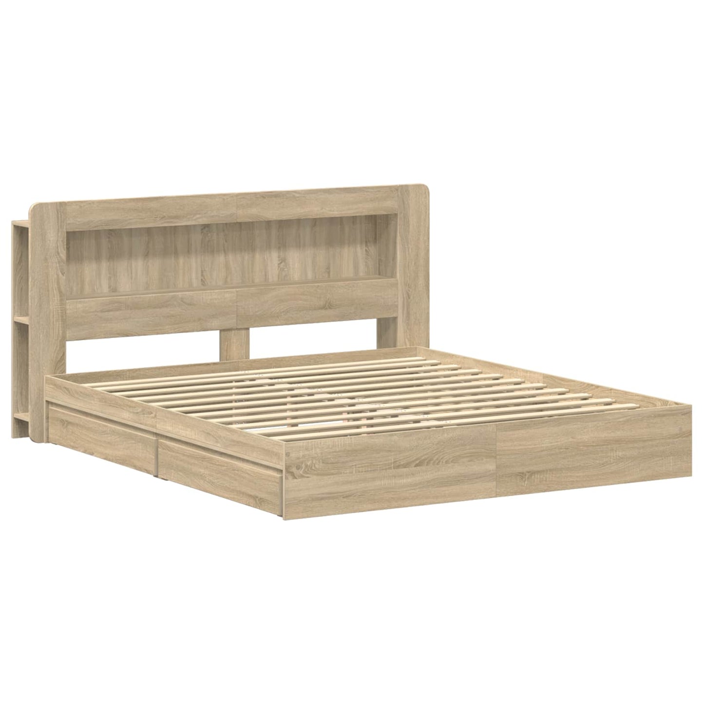 Bed Frame with Storage Sonoma Oak 180 x 200 cm Engineered Wood