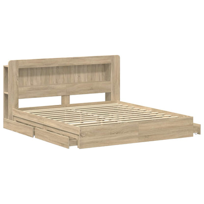 Bed Frame with Storage Sonoma Oak 180 x 200 cm Engineered Wood
