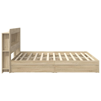 Bed Frame with Storage Sonoma Oak 180 x 200 cm Engineered Wood