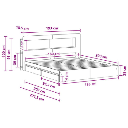 Bed Frame with Storage Sonoma Oak 180 x 200 cm Engineered Wood