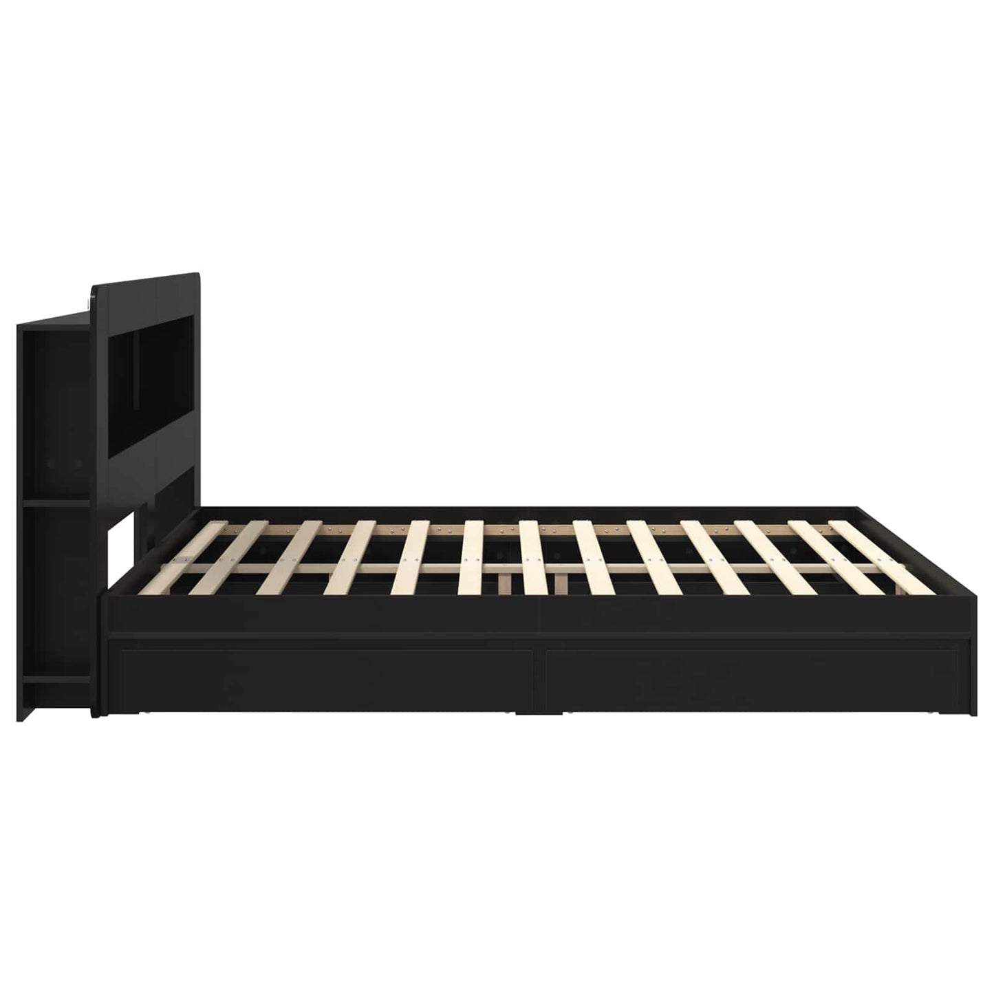Bed Frame with Storage Black 200 x 200 cm Engineered Wood