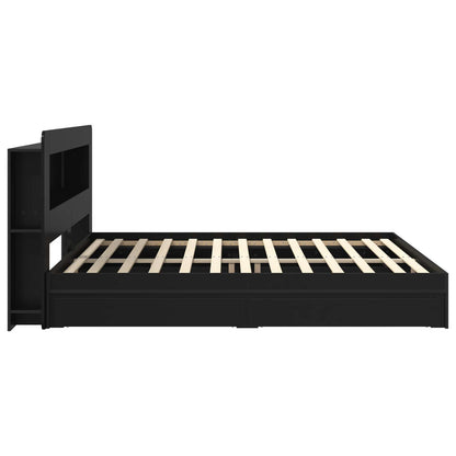 Bed Frame with Storage Black 200 x 200 cm Engineered Wood