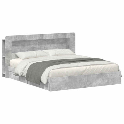 Bed Frame with Storage with Drawer Concrete Grey 200 x 200 cm
