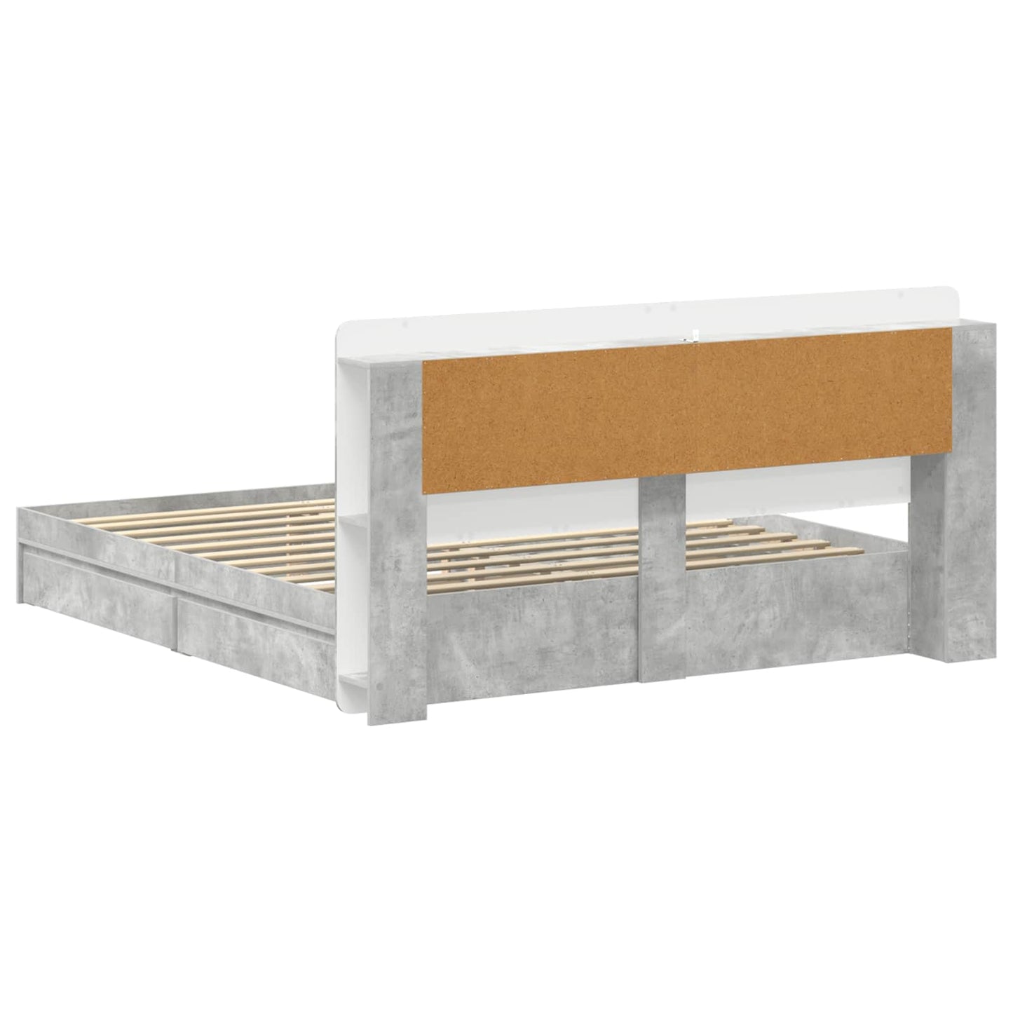 Bed Frame with Storage with Drawer Concrete Grey 200 x 200 cm