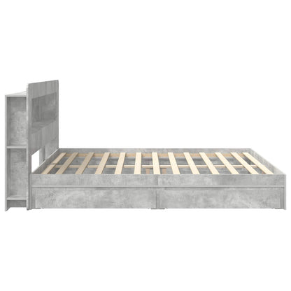 Bed Frame with Storage with Drawer Concrete Grey 200 x 200 cm