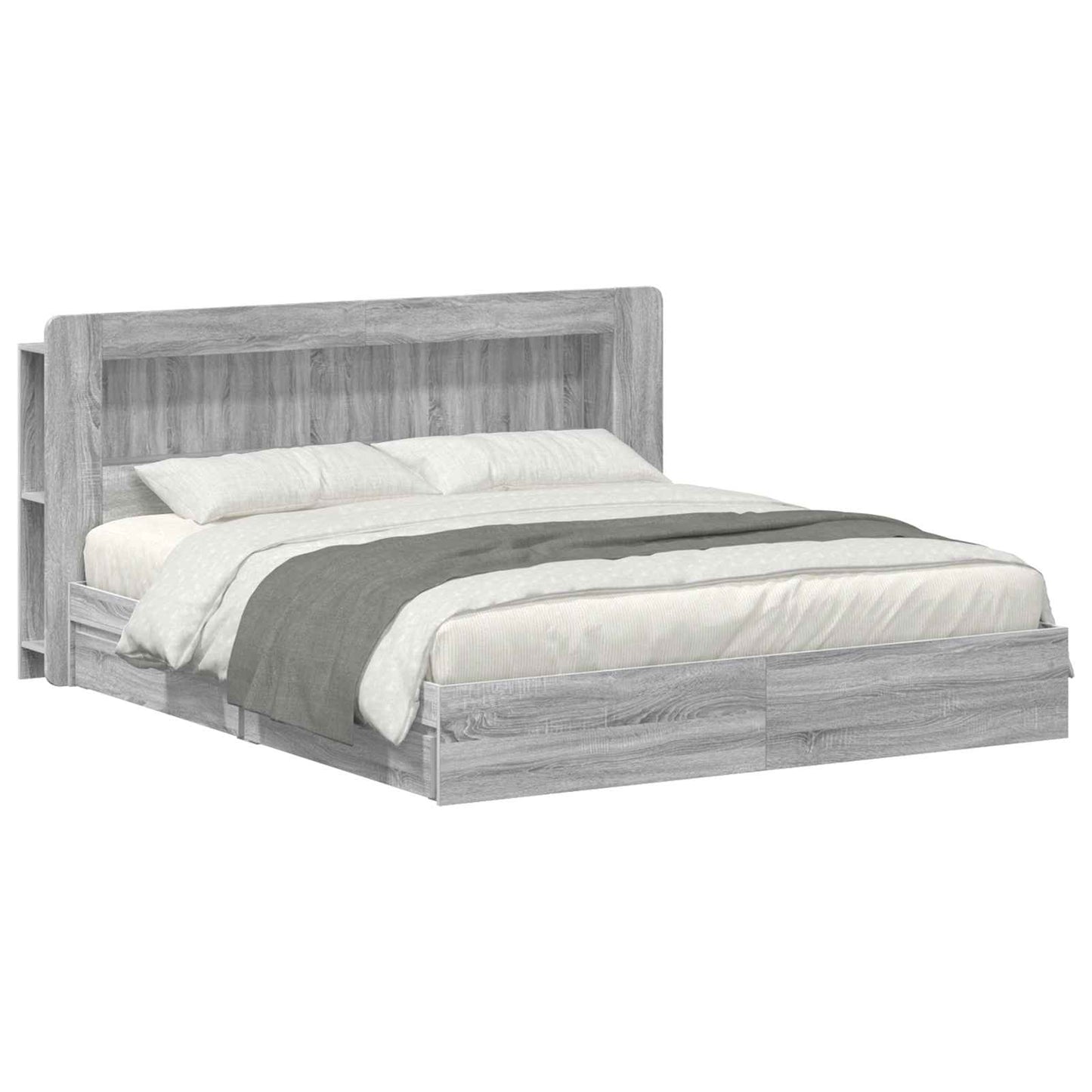 Bed Frame with Storage Grey Sonoma 200 x 200 cm Engineered Wood