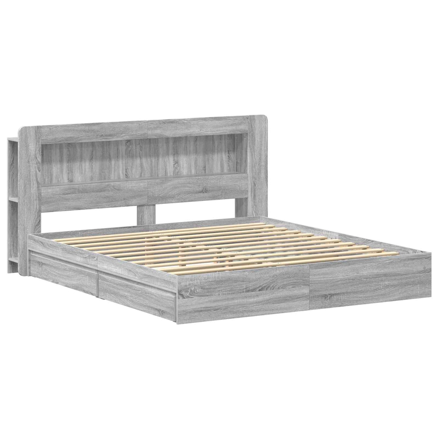 Bed Frame with Storage Grey Sonoma 200 x 200 cm Engineered Wood