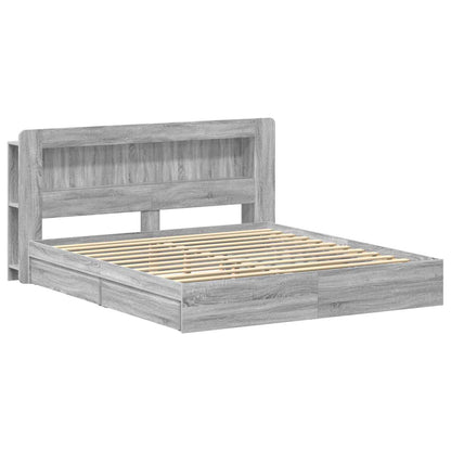 Bed Frame with Storage Grey Sonoma 200 x 200 cm Engineered Wood