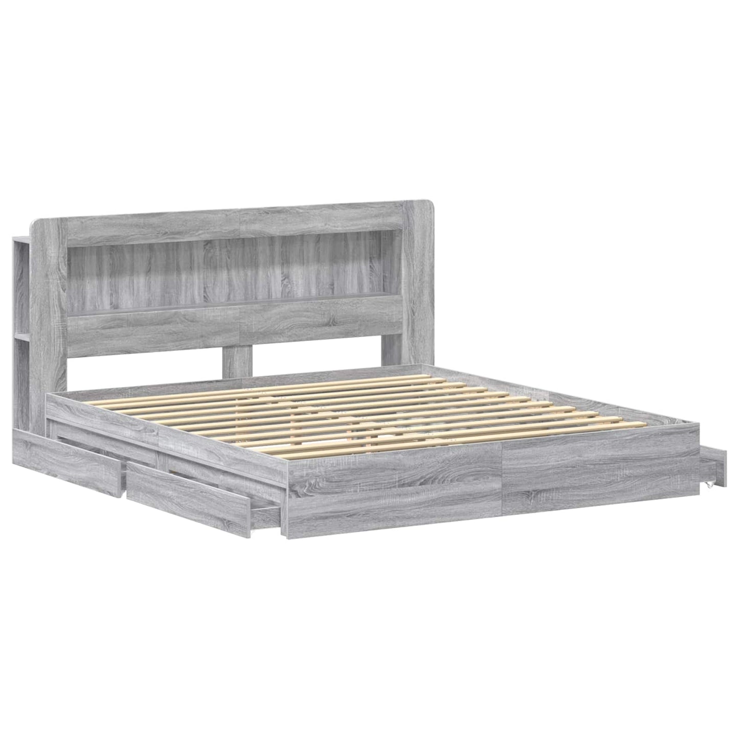 Bed Frame with Storage Grey Sonoma 200 x 200 cm Engineered Wood