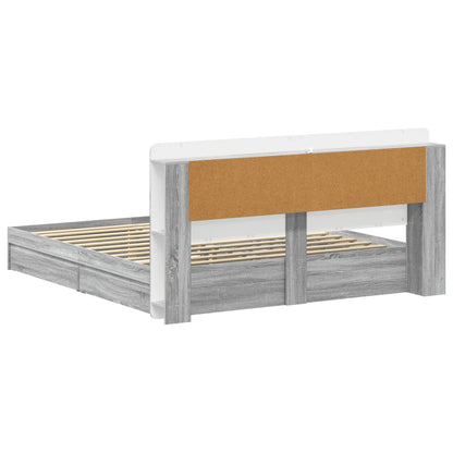 Bed Frame with Storage Grey Sonoma 200 x 200 cm Engineered Wood
