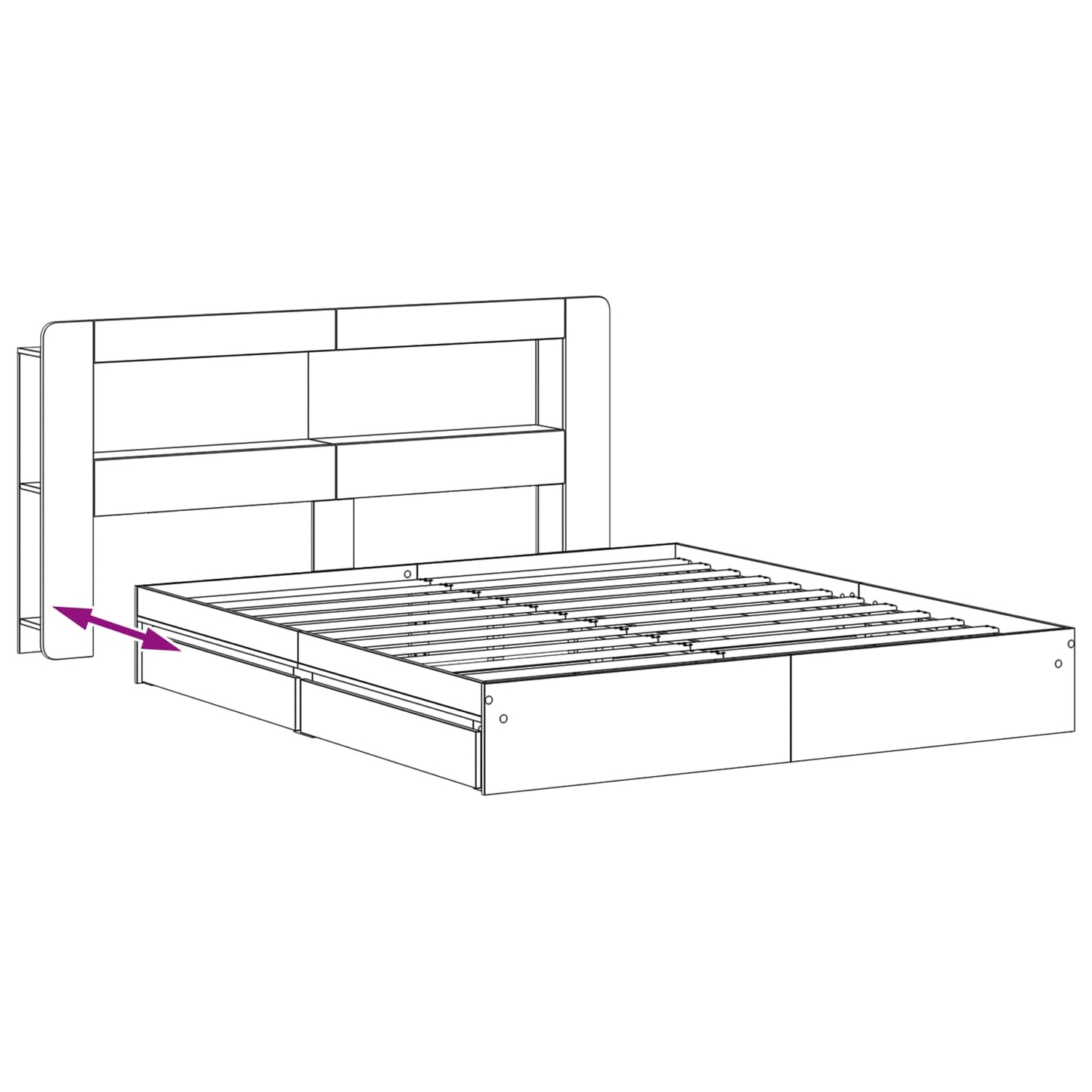 Bed Frame with Storage Grey Sonoma 200 x 200 cm Engineered Wood