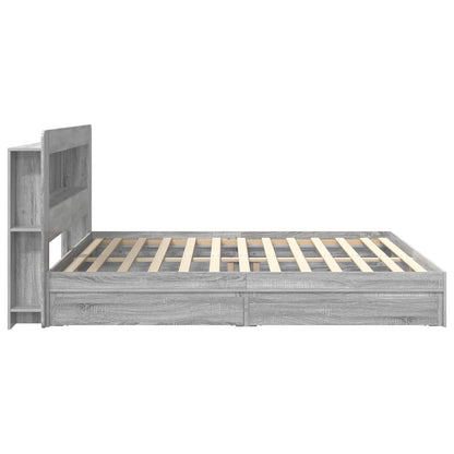 Bed Frame with Storage Grey Sonoma 200 x 200 cm Engineered Wood