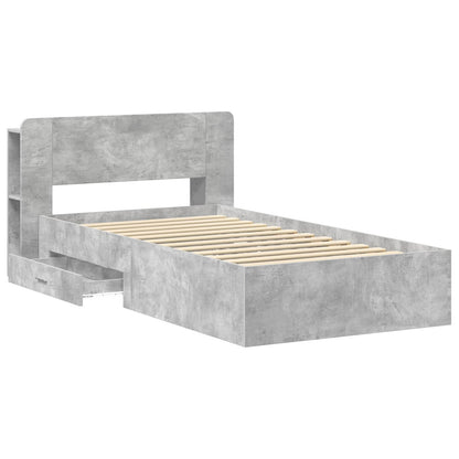 Bed Frame with Storage with Headboard Concrete Grey 75 x 190 cm