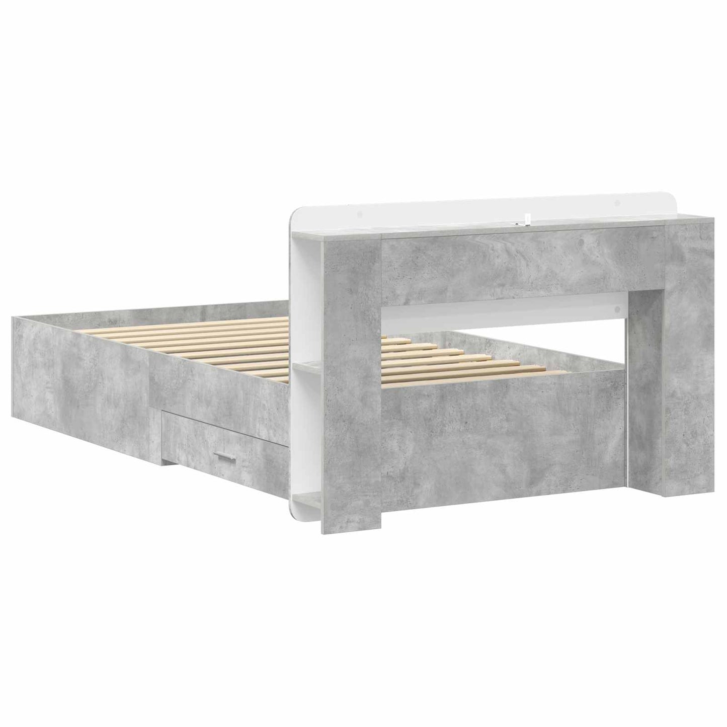 Bed Frame with Storage with Headboard Concrete Grey 75 x 190 cm