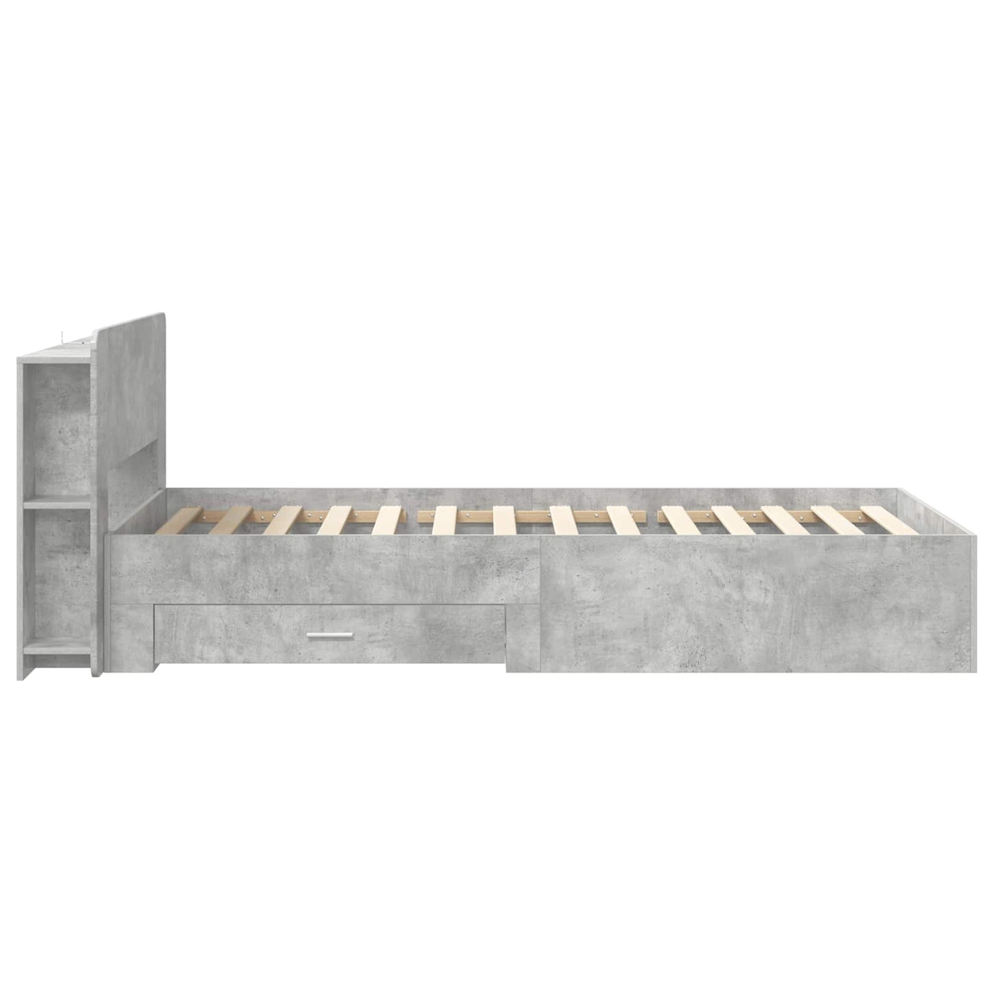 Bed Frame with Storage with Headboard Concrete Grey 75 x 190 cm