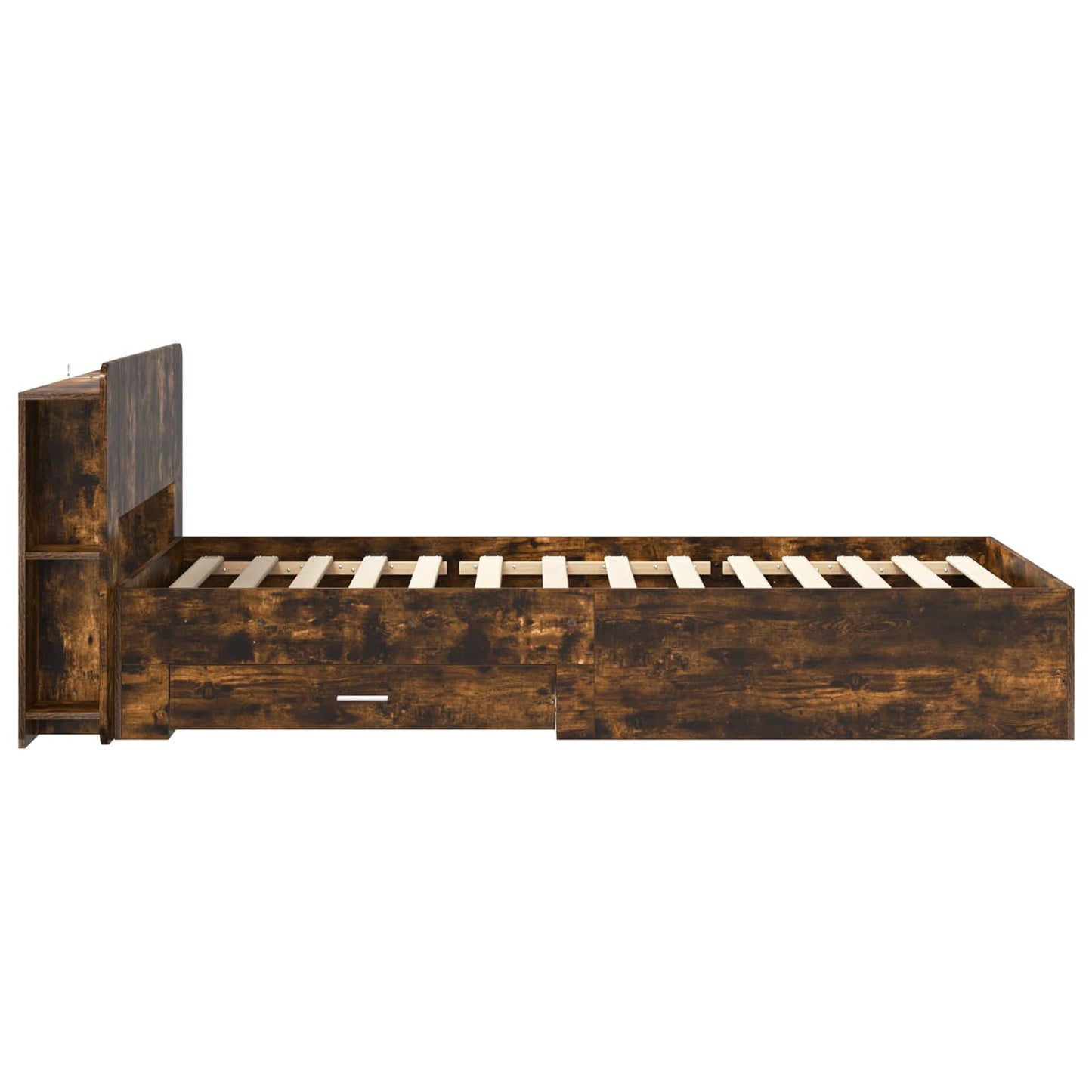 Bed Frame with Storage Smoked Oak 75 x 190 cm Engineered Wood