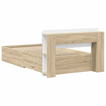 Bed Frame with Storage Sonoma Oak 75 x 190 cm Engineered Wood