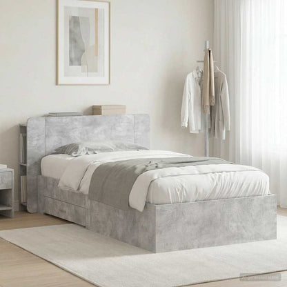 Bed Frame with Storage with Headboard Concrete Grey 80 x 200 cm