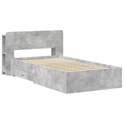 Bed Frame with Storage with Headboard Concrete Grey 80 x 200 cm
