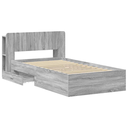 Bed Frame with Storage Grey Sonoma 80 x 200 cm Engineered Wood