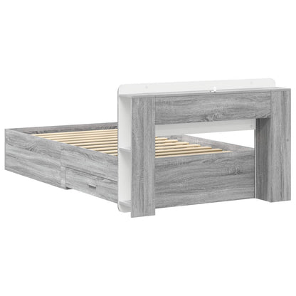 Bed Frame with Storage Grey Sonoma 80 x 200 cm Engineered Wood