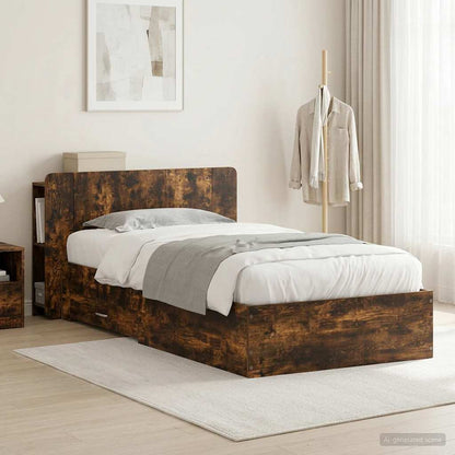 Bed Frame with Storage Smoked Oak 80 x 200 cm Engineered Wood