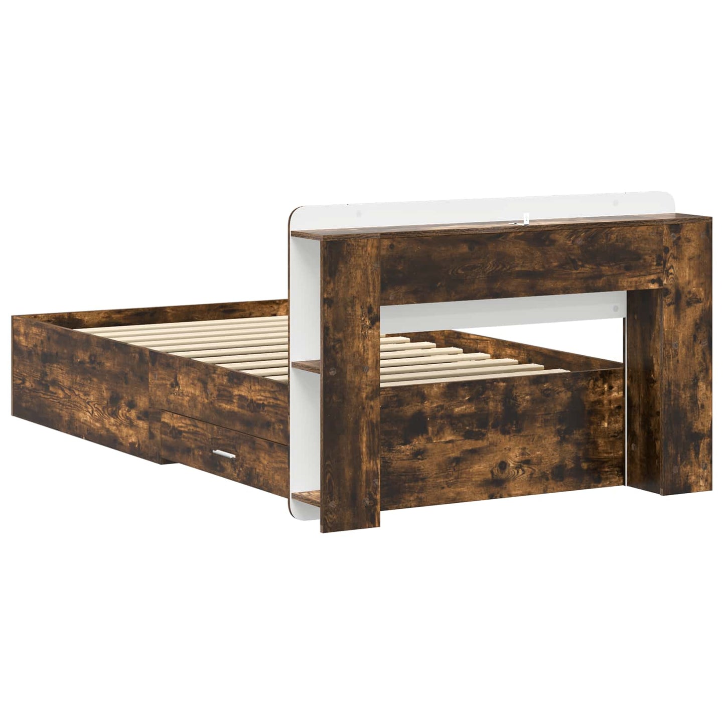 Bed Frame with Storage Smoked Oak 80 x 200 cm Engineered Wood
