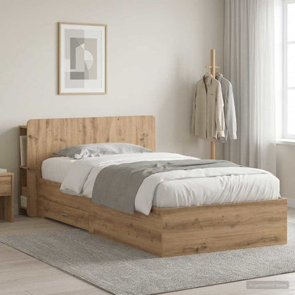 Bed Frame with Storage Artisan Oak 90 x 190 cm Engineered Wood