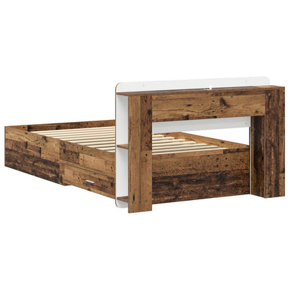 Bed Frame with Storage Old Wood 90 x 190 cm Engineered Wood