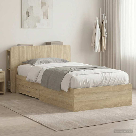 Bed Frame with Storage Sonoma Oak 90 x 190 cm Engineered Wood