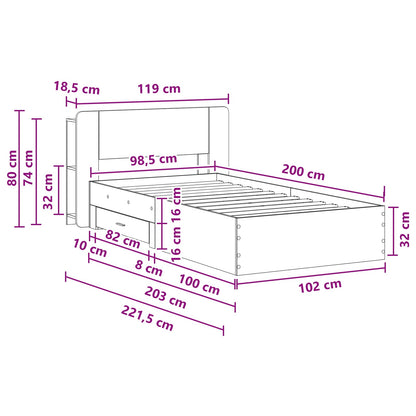 Bed Frame with Storage Artisan Oak 100 x 200 cm Engineered Wood