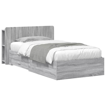 Bed Frame with Storage Grey Sonoma 100 x 200 cm Engineered Wood