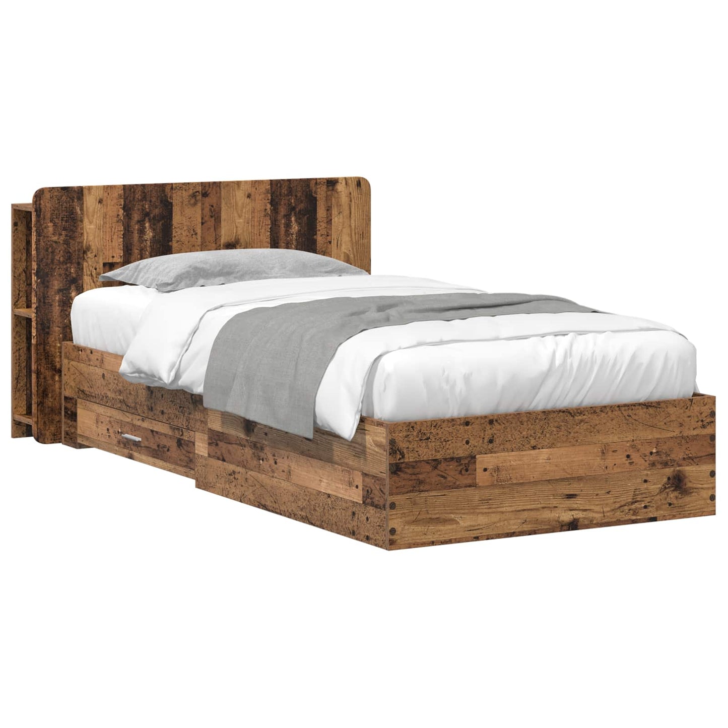 Bed Frame with Storage Old Wood 100 x 200 cm Engineered Wood