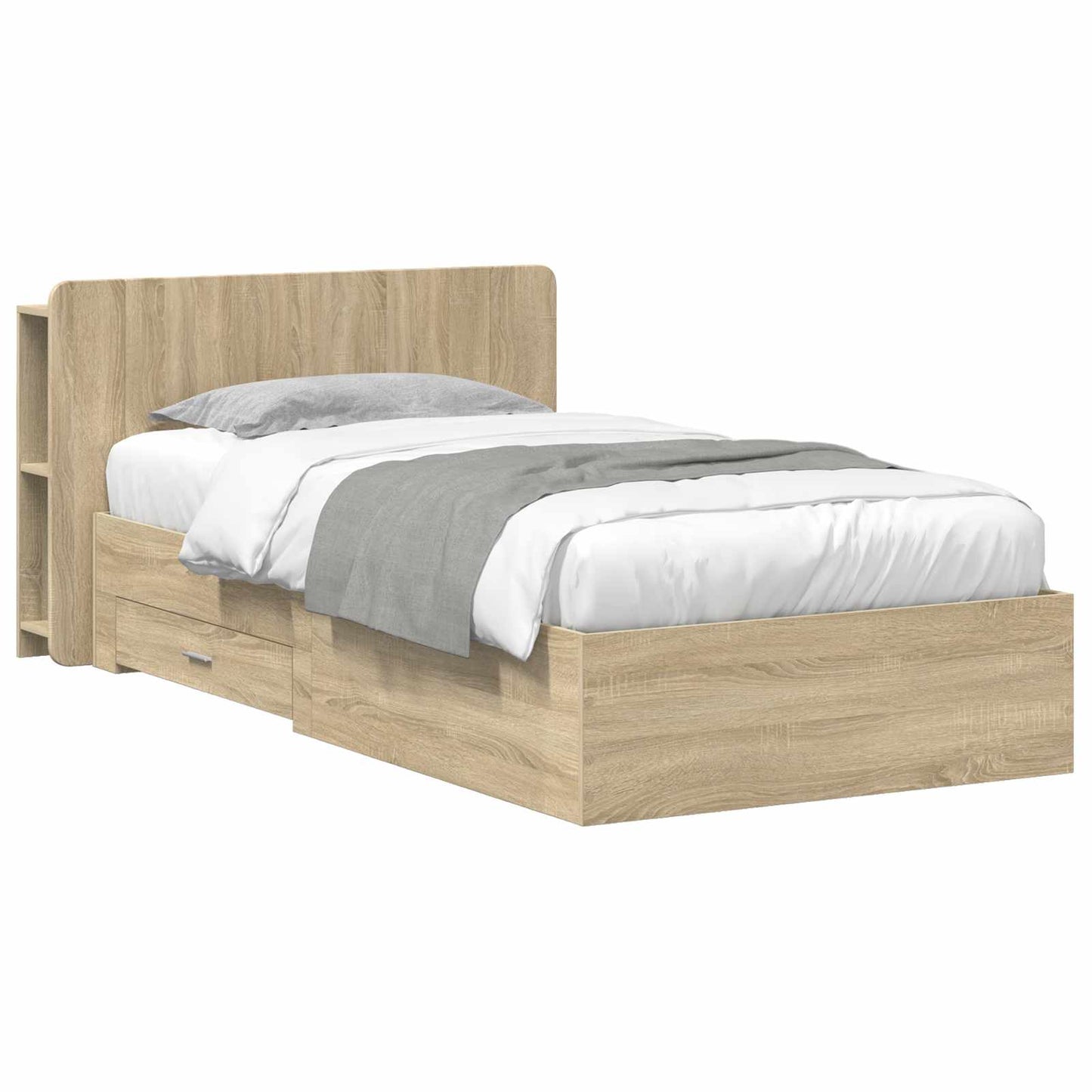 Bed Frame with Storage Sonoma Oak 100 x 200 cm Engineered Wood